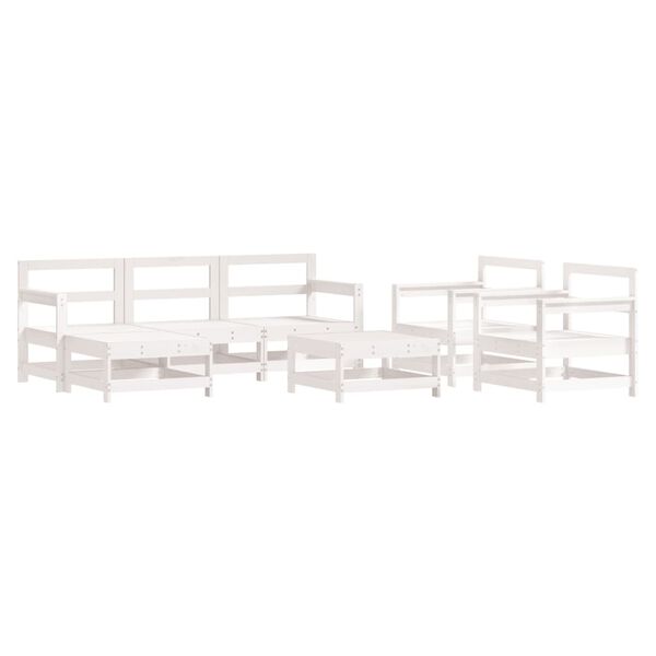 vidaXL 7 pcs conjunto lounge de jardim pinho maci&ccedil;o branco