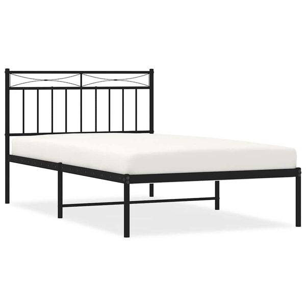 vidaXL Estrutura de cama com cabeceira 100x200 cm metal preto