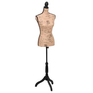 vidaXL Busto manequim de senhora juta castanho e preto
