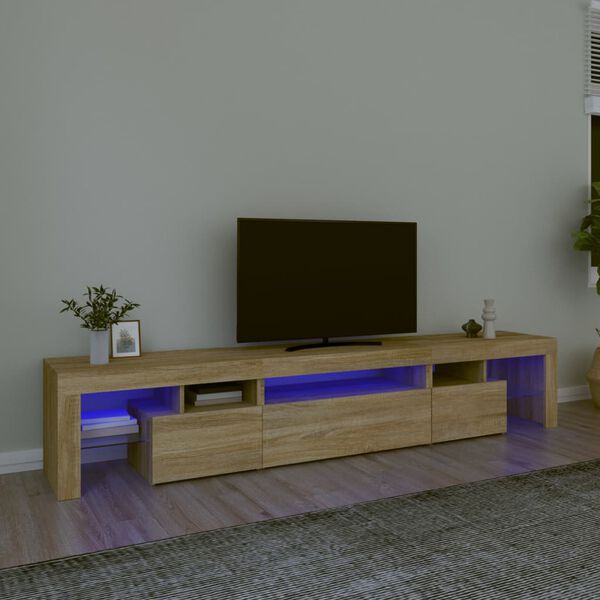 vidaXL M&oacute;vel de TV com luzes LED 215x36,5x40 cm carvalho sonoma