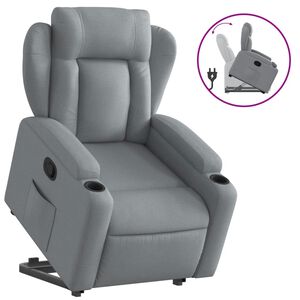 vidaXL Poltrona reclin&aacute;vel elevat&oacute;ria el&eacute;trica tecido cor creme
