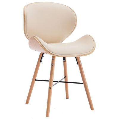 vidaXL Cadeiras de jantar 4 pcs couro artificial creme madeira curvada