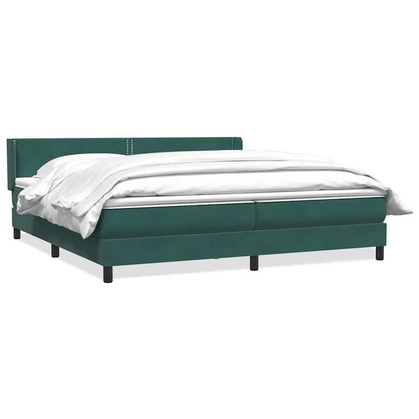 vidaXL Cama com molas/colch&atilde;o 180x220 cm veludo verde-escuro