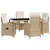 vidaXL Conjunto de Jantar para Exterior 5 unid. Bege e Branco Creme