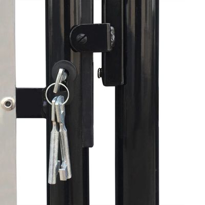 vidaXL Portão de cerca com porta única 300x250 cm preto
