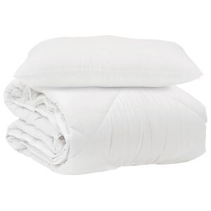 vidaXL Edred&atilde;o com travesseiro 2 unid. Branco Microfibra