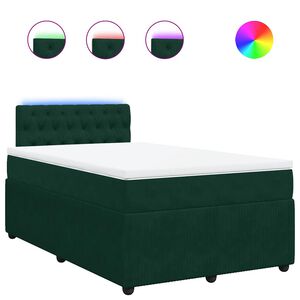 vidaXL Cama boxspring com colch&atilde;o 120x190 cm veludo verde-escuro