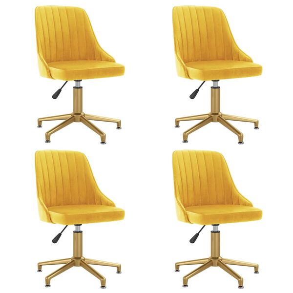 vidaXL Cadeiras de jantar girat&oacute;rias 4 pcs veludo amarelo