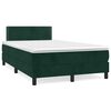 vidaXL Cama box spring com colch&atilde;o e luzes LED veludo verde-escuro