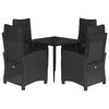 vidaXL 5 pcs conjunto de jantar p/ jardim c/ almofad&otilde;es vime PE preto
