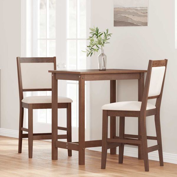 vidaXL Bancos de bar com almofad&otilde;es 2pcs madeira de seringueira maci&ccedil;a