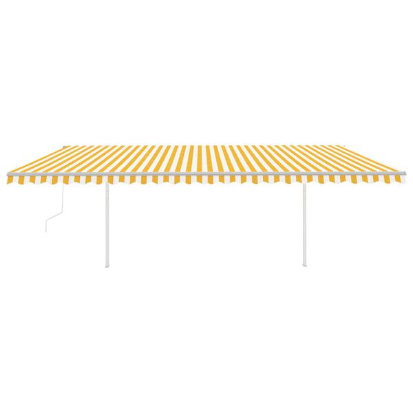 vidaXL Toldo retr&aacute;til autom&aacute;tico com postes 6x3 m amarelo e branco