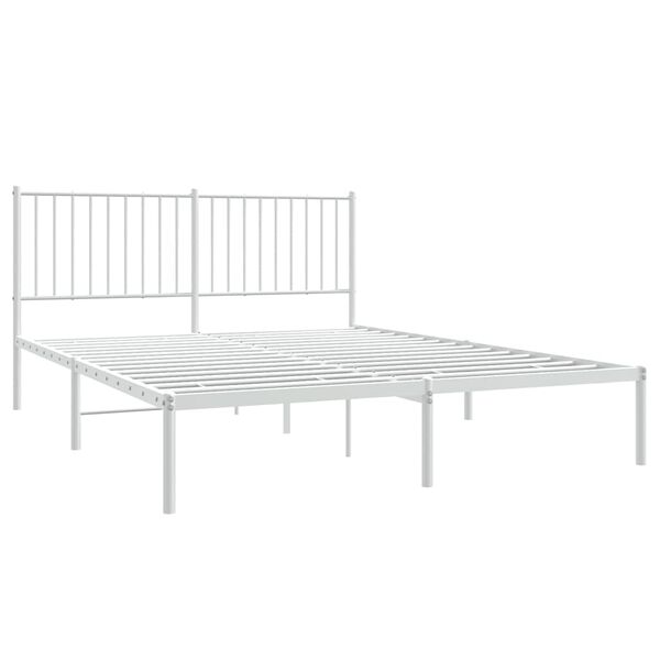 vidaXL Estrutura de cama com cabeceira 160x200 cm metal branco