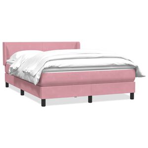 vidaXL Cama com molas/colch&atilde;o 140x210 cm veludo Rosa