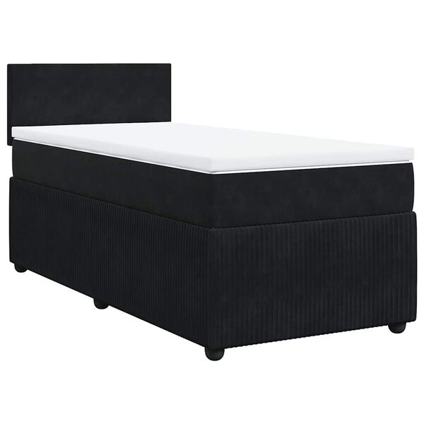 vidaXL Cama com molas/colch&atilde;o 90x190 cm veludo preto