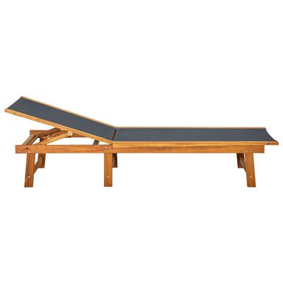 vidaXL Espreguiçadeira com mesa madeira de acácia maciça e textilene