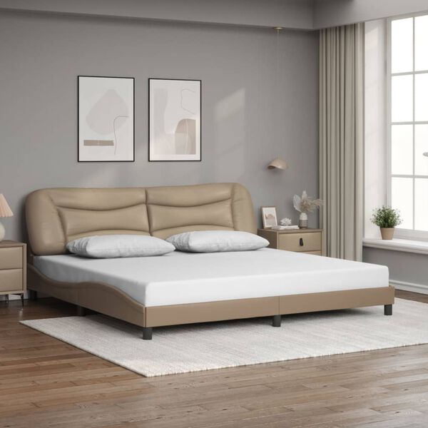 vidaXL Estrutura de cama com LED sem colch&atilde;o Hvar 200x200 cm cappuccino