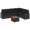 vidaXL 7 pcs conjunto de sof&aacute;s p/ jardim c/ almofad&otilde;es vime PE preto