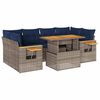 vidaXL 7 pcs conjunto sof&aacute;s p/ jardim c/ almofad&otilde;es vime PE cinzento