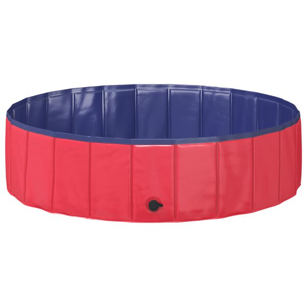 vidaXL Piscina Dobr&aacute;vel para C&atilde;es Vermelho e Azul 120 x 120 x 30 cm