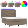 vidaXL Cama box spring colch&atilde;o/LED 140x200 cm tecido cinza-acastanhado