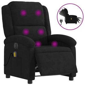 vidaXL Poltrona de massagens reclin&aacute;vel el&eacute;trica veludo preto