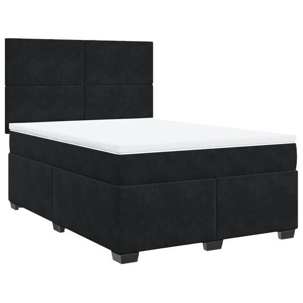 vidaXL Cama com molas/colch&atilde;o 140x190 cm veludo preto
