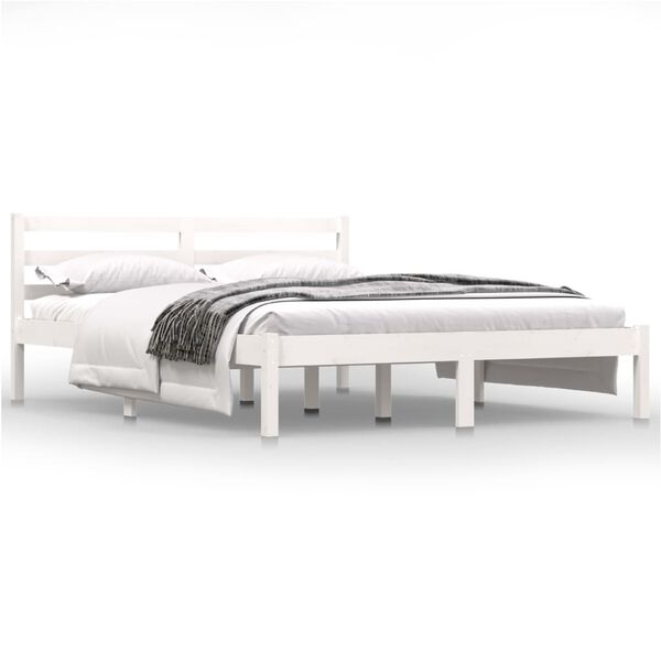 vidaXL Estrutura de cama 140x190 cm pinho maci&ccedil;o branco