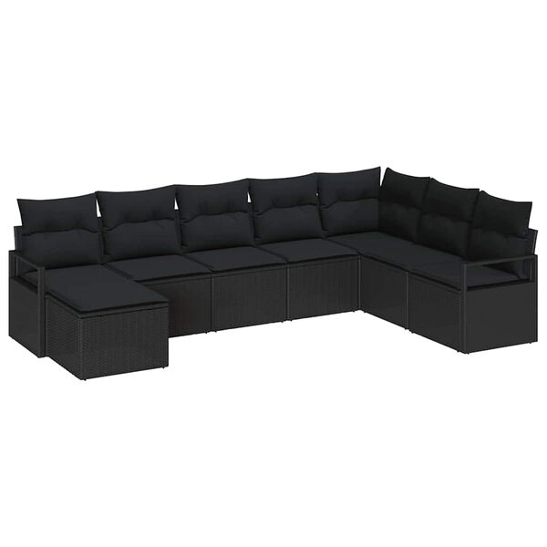 vidaXL Conjunto de Sof&aacute; de Jardim 8 pcs Preto Rattan Sint&eacute;tico
