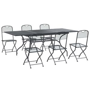 vidaXL Conjunto de Jantar para Jardim 7 unid. Antracite Malha e A&ccedil;o