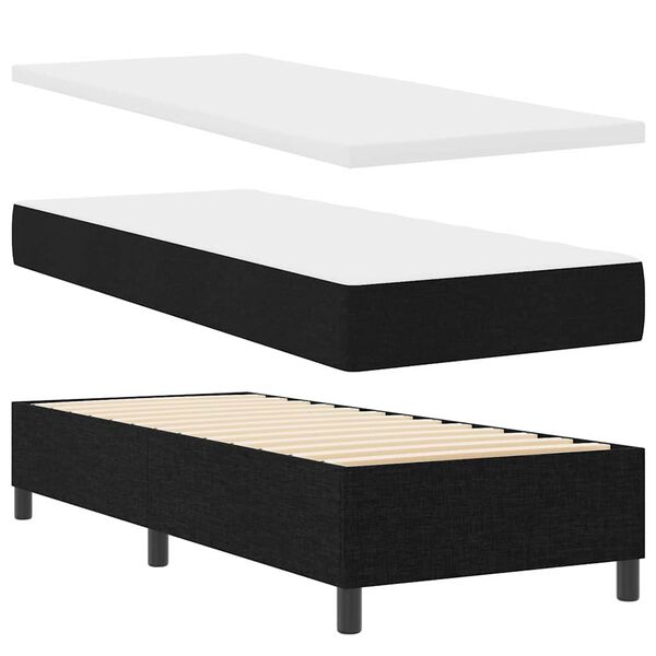 vidaXL Cama Box com colch&atilde;o com cabeceira Preto 80 x 200 cm tecido