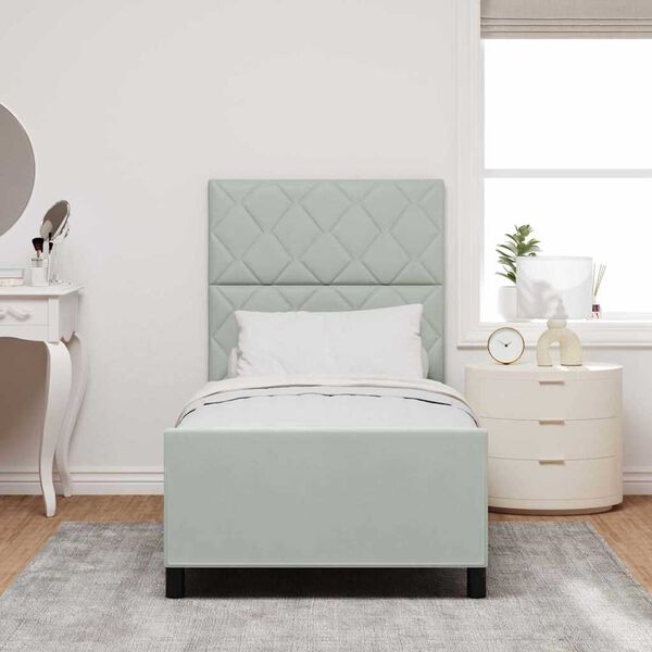 vidaXL Cama Box com cabeceira Cinzento-claro 90 x 200 cm Veludo