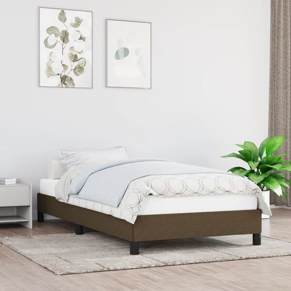 vidaXL Estrutura de cama sem colchão 90x200 cm tecido castanho-escuro