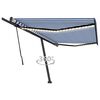 vidaXL Toldo retrátil manual com LED 500x300 cm azul e branco