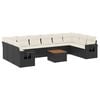 vidaXL 11 pcs conjunto sof&aacute;s de jardim c/ almofad&otilde;es vime PE preto