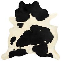 vidaXL Tapete em pele de vaca genuína 150x170 cm preto e branco