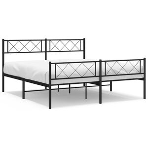 vidaXL Estrutura de cama com cabeceira e p&eacute;s 140x190 cm metal preto
