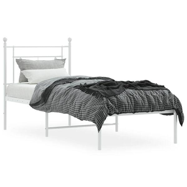 vidaXL Estrutura de cama com cabeceira 80x200 cm metal branco