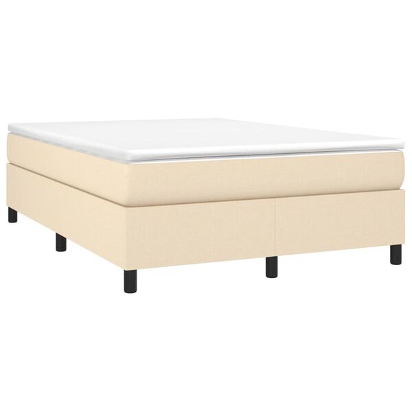 vidaXL Cama com molas/colch&atilde;o 140x190 cm tecido cor creme