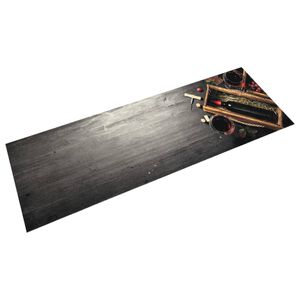 vidaXL Tapete de cozinha lav&aacute;vel 45x150 cm veludo padr&atilde;o garrafa vinho