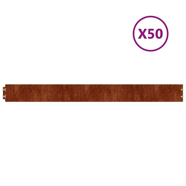 vidaXL Bordas de relvado 50 pcs 10x103 cm a&ccedil;o corten flex&iacute;vel