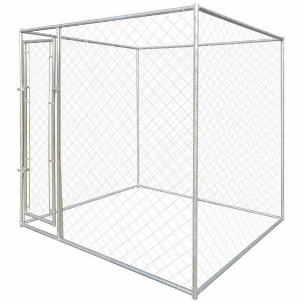 vidaXL Canis para C&atilde;es Prateado 192 x 192 x 195 cm A&ccedil;o galvanizado