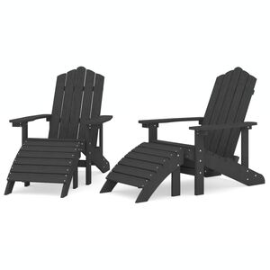 vidaXL Cadeiras jardim Adirondack c/ apoio de p&eacute;s 2 pcs PEAD antracite