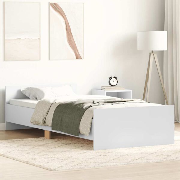 vidaXL Estrutura de cama 90x200 cm derivados de madeira branco