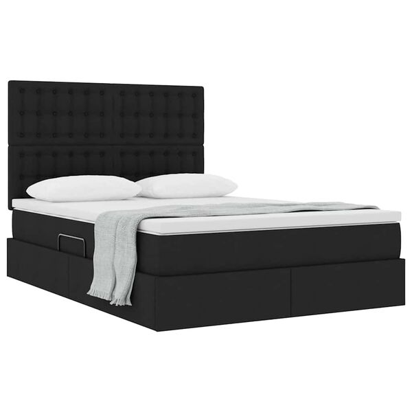 vidaXL Cama com arruma&ccedil;&atilde;o e colch&atilde;o Preto 140 x 190 cm Poli&eacute;ster