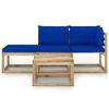 vidaXL 4 pcs conjunto lounge de jardim com almofad&otilde;es azuis
