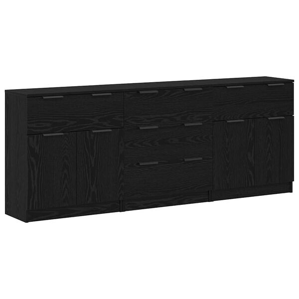 vidaXL Buffet 3 pcs Carvalho Preto 181 x 30 x 70 cm Madeira processada