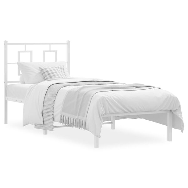 vidaXL Estrutura de cama sem colch&atilde;o com cabeceira 75x190 cm branco