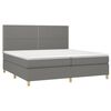 vidaXL Cama box spring c/ colch&atilde;o e LED 200x200 cm tecido cinza-escuro