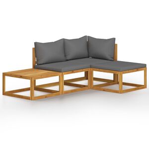 vidaXL 4 pcs conjunto lounge de jardim c/ almofad&otilde;es ac&aacute;cia maci&ccedil;a